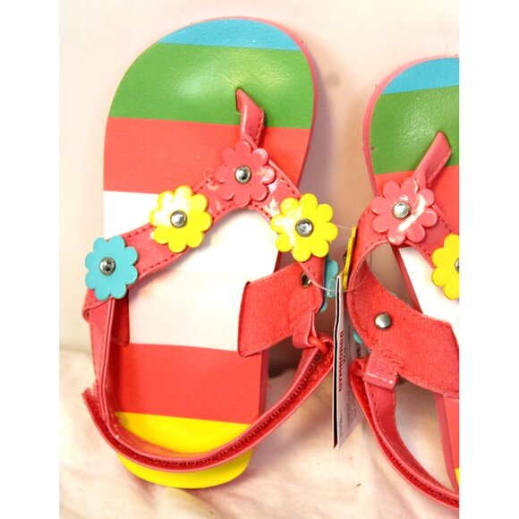 2009 Gymboree Happy Rainbow Sandals Shoes sz 5/6 Blue Dots Yellow Straps Rhinest - Picture 2 of 4